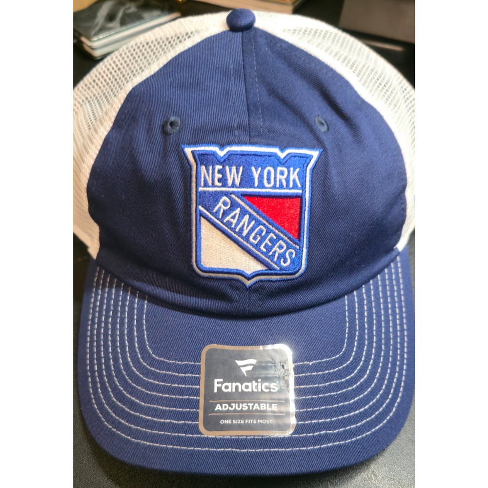 Fanatics New York Rangers Trucker Snapback Hat NHL NEW Adjustable Hockey Blue